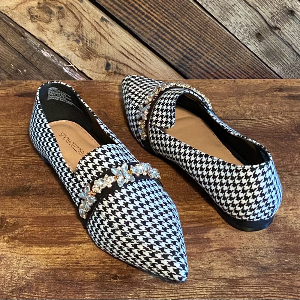 Houndstooth Embellished Flat